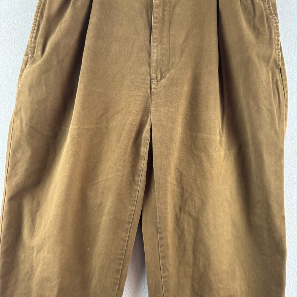 Vintage Polo Ralph Lauren Pants Mens 36x30 (Fits 35x29) Brown Pleated Cotton - Picture 2 of 16